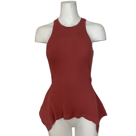 cinq a sept Tops - Cinq A Sept Ellen Knit Tank Top M Rosewood Handkerchief Ribbed